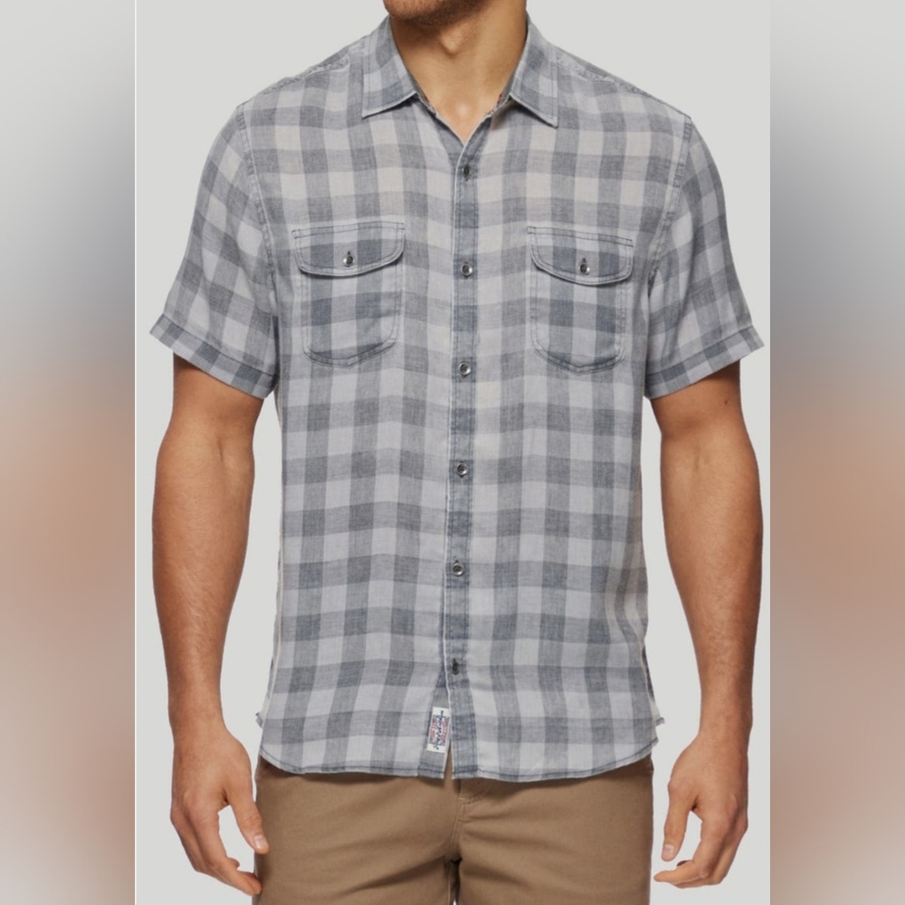 Men's Classic Gray Plaid Button-Down Shirt